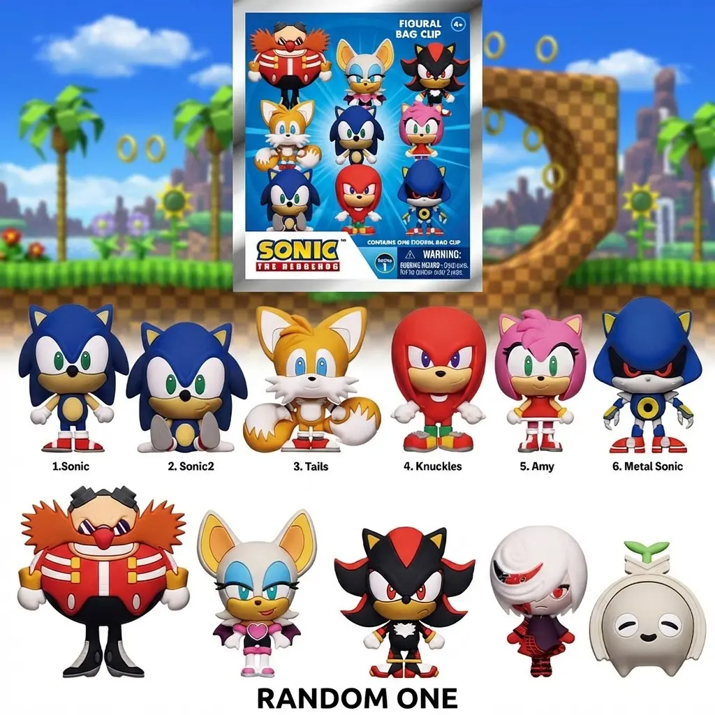 Official Sonic the Hedgehog 3D Foam Bag Clip, Mystery Anime Keychain for Backpacks, Collectible Surprise Gift, Gamer Aesthetic Charm, Sonic the Hedgehog Series, Blind Bag Packaging, Keychain Collectibles