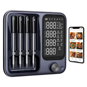 Meat Thermometer with APP Control,4 Probes Meat Thermometer Digital, Unlimited Range WiFi &  Meat Thermometerfor for Rotisserie,Grill,Oven,,BBQ, Air Fryer