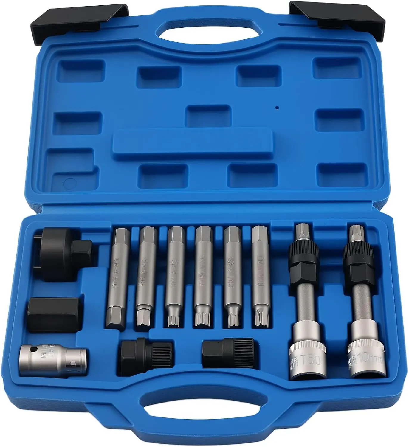 13 Pcs Alternator Pulley Removal and Install Tool Kit, Clutch Freewheel Pulley Removal Socket Bit Set, Universal Car Decoupler Pulley Puller Repair Tools