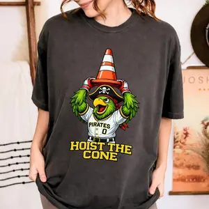 [Sale up to 50%] [Free Ship] Comfort Colors® HOIST The Cone T-shirt, Funny Pittsburgh Baseball Tee, Pirates Base ball Meme, Pirate Parrot Mascot Hoist The Cone Shirt