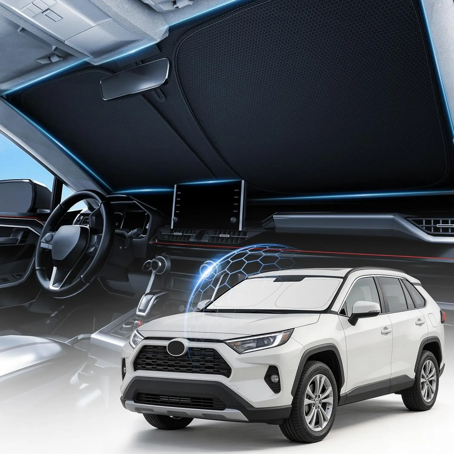 DooGooCoo Windshield Sun Shade for Subaru Forester Accessories 2019-2026, Sunshade for Car Windshield, [Heat Shield & UV Block] Truck Car Sun Shade Windshield for Forester, Foldable Window Sunshade.
