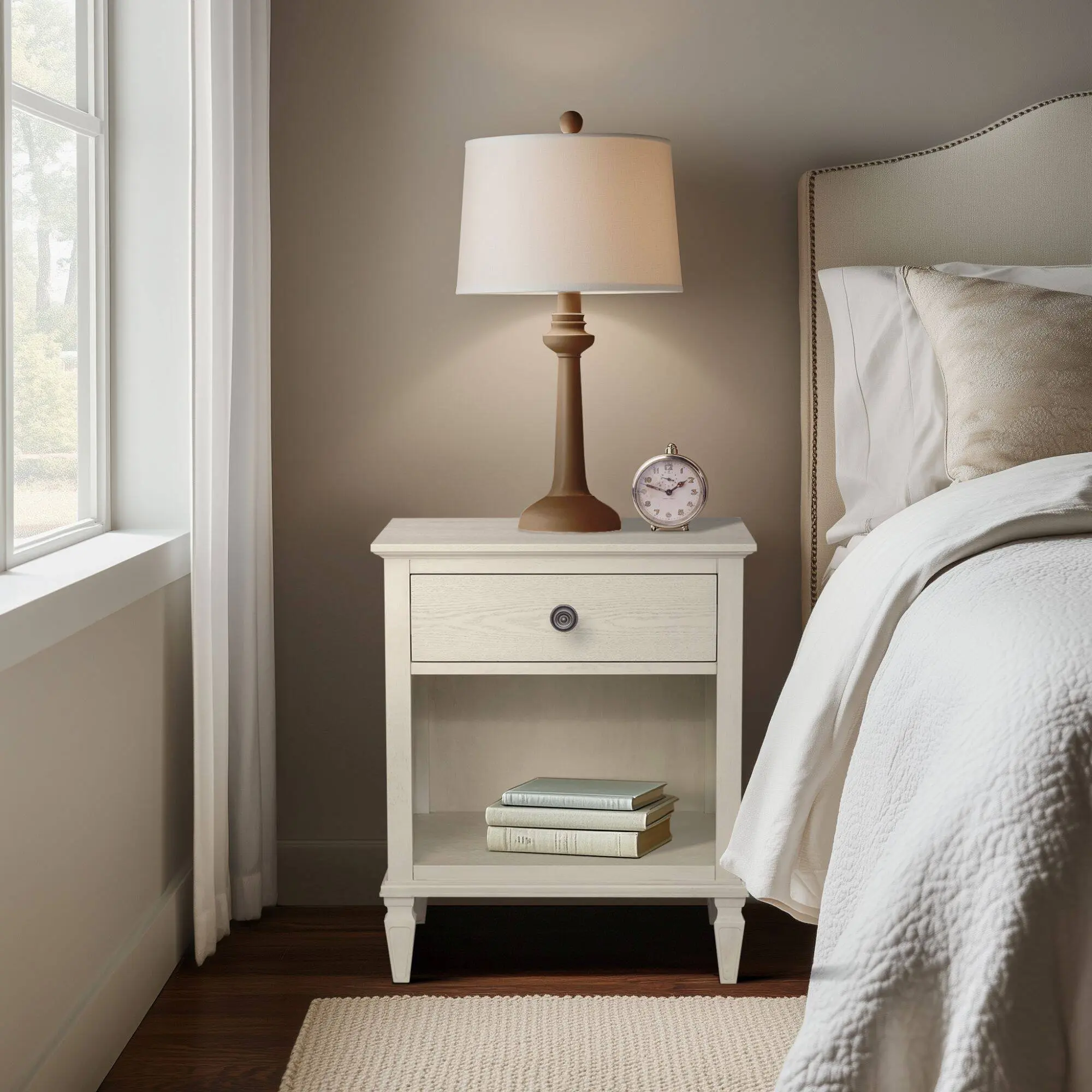 Nightstand in Antique Cream Finish – Classic Bedroom Accent Table