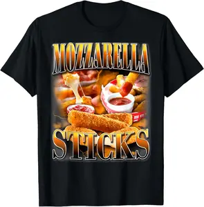 100% Cotton Unisex Mozzarella Cheese Sticks Bootleg Rap CD Aesthetic Funny Meme T-Shirt