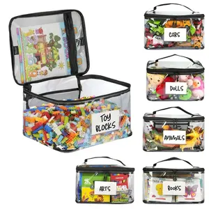 6-Piece Large Toy Storage Bags, Reusable Transparent Tpu Waterproof Organizer, Moisture Proof Storage, Ideal for Kids Toys & Board Games, BPA-Free Travel Friendly, Labelled Sections