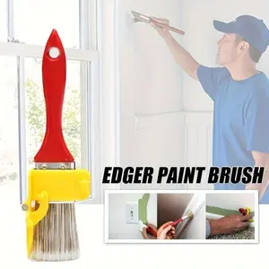 1pc Edging Color Separation Paint Brush, Portable And Durable Lightweight Cleaning Brush, Tough, Painting Brush With Wooden Handle Tool For Framing Walls Ceiling Edge Decoration
