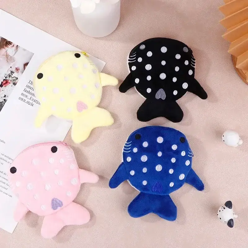 Cartoon Cute Whale Shark Coin Purse Kawaii Wallet Portable Plush Coin Bag Key Earphone Coin Organizer Pouch Zipper Bag Gift