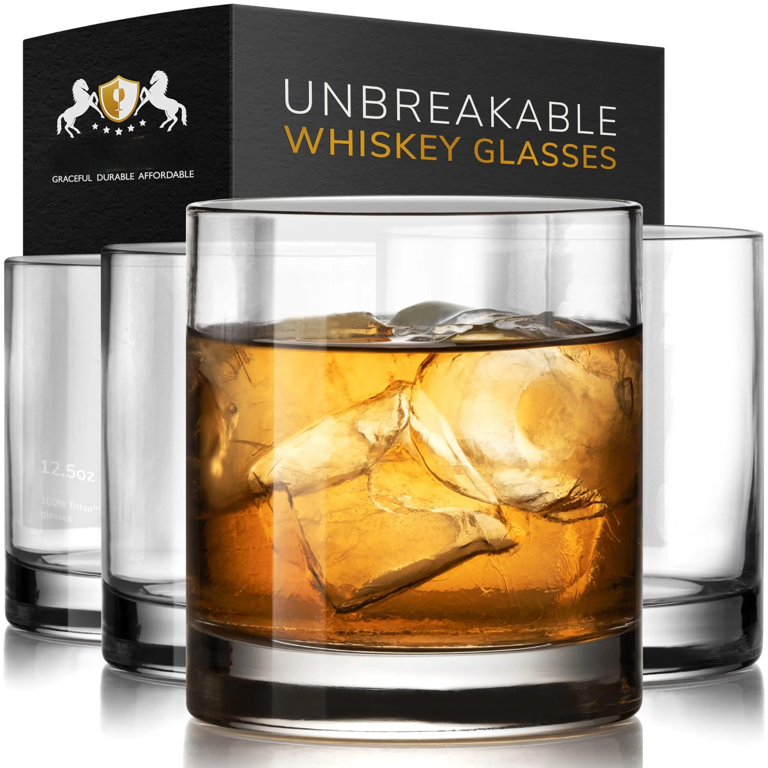Unbreakable Tritan Plastic Glasses | Shatterproof Double Rocks Dishwasher-safe For Cocktail 12.5 Oz  Set Of 4