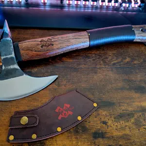 Grumpy Bear Garden Axe for Camping，Blade with Walnut Wood Handle-Great Christmas gifts