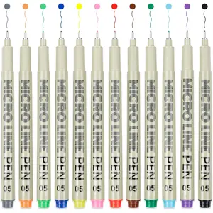 12 Colored  Pens 05, Fineliner pens  Archival Ink Set, No Bleed Drawing Art Pens for Illustrating, Journaling,  Zentangle Supplies