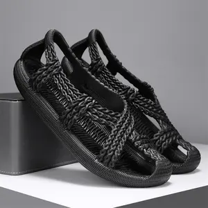 Vintage Braided Closed-Toe Sandals - Soft Non-Slip Sole, Breathable Quick-Dry Slip-On Lightweight All-Day Comfort Walking Shoes for Beach, Pool & Casual Summer         ？ 。