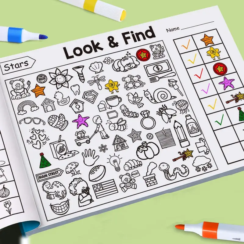 Interactive Search Game Book, Sudoku Puzzles, Memory & Color Recognition, Durable Travel Puzzle Cards, Fun Brain Booster, Family Fun Game