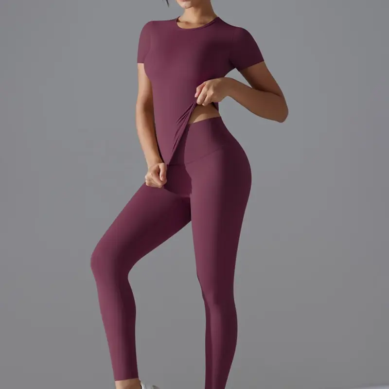 Women's Solid Tracksuit Set, Sporty Quick Drying Outfits for Yoga Gym Workout Running, Ladies Sportswear Stretchable Activewear Clothing for All Seasons, Yoga Clothes Set