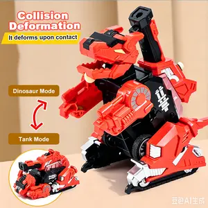 Crash & Transform! 2-in-1 Dinosaur Tank Toy, Automatic Transforming T-Rex Car - No Battery Needed, Perfect Birthday Gift for Boys Ages 3-8