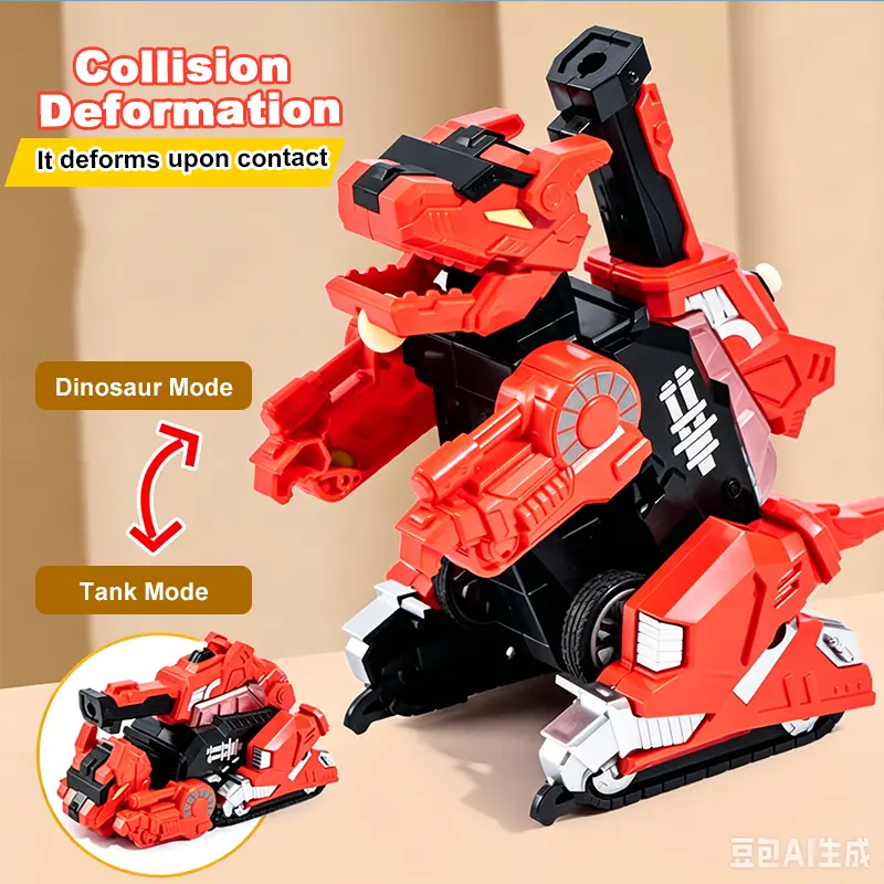 [Deals for You Days] 2-in-1 Dinosaur Tank Transform Toy - Crash-Activated Automatic T-Rex Car, No Battery Needed, Plastic Safe, Nitrosamine Free, BPA & Latex Free, Tank Mode, Perfect Birthday Gift for Boys Ages 3-8, 4-6 Years