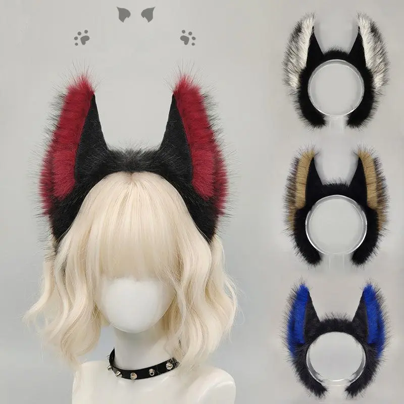 Punk Werewolf Cosplay Headband Halloween Demon Headgear Cat Wolf Fox Headband Cute Animal Plush Headwear Party Costume Props