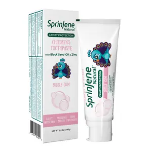 SprinJene Natural Children's Bubblegum Toothpaste with Cavity Protection, Zinc & Black Seed Oil, Gentle Oral Care for Safe and Gentle Care