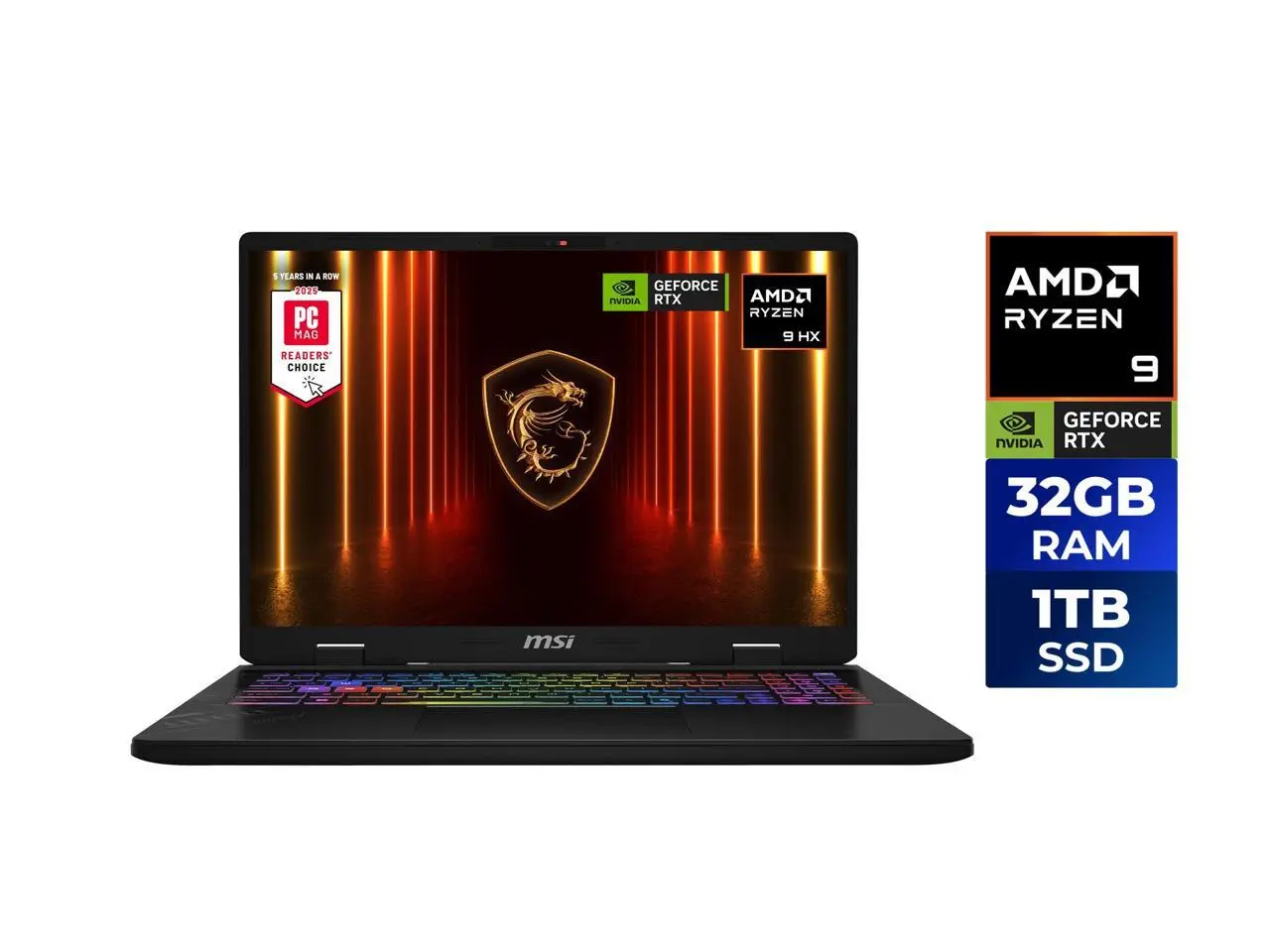 MSI CROSSHAIR A16 Gaming Laptop - 16" QHD+ 240hz - AMD Ryzen 9-8940HX - GeForce RTX 5060 - 32GB DDR5 RAM -  1TB SSD (D8WFKG-015US)
