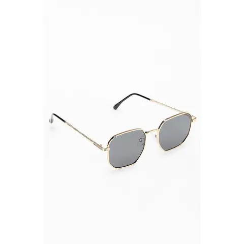 Pacsun Men's Gold Metal Rectangle Frame Sunglasses