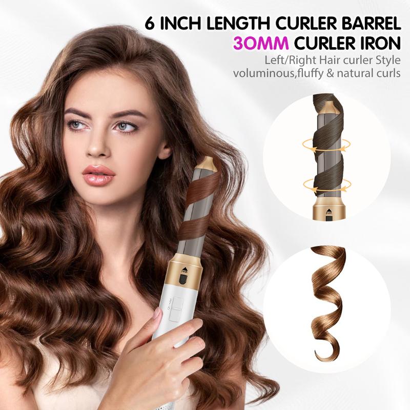 5-in-1 Curling Iron Set, Curling Wand with 1 straightening brush 1 hair dryer and Interchangeable 3 Curling Irons, Dual Voltage Hair Waver