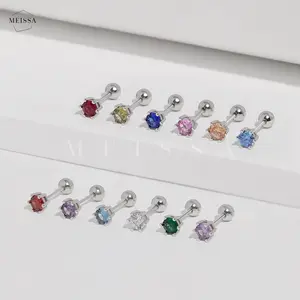 S925 Sterling Silver Birthstone Screw Back Earrings