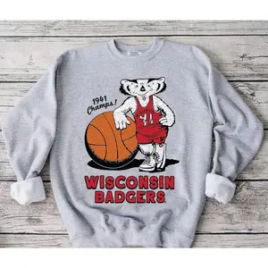 Retro 1941 Badgers Basketball ChampsTee, Gift for Fans, Short Sleeve Crew Neck T-Shirt, Fitted, Pull On, Casual, Unisex Cotton T-Shirt 5BH