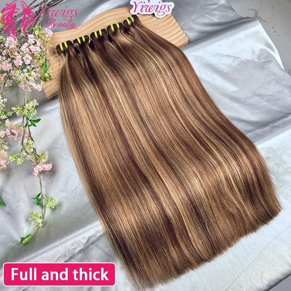 Double Drawn P4/27 Straight Highlight Human Hair Bundles  Remy Hair Extensions Straight Blonde Bundles For Women 1PCS/100g