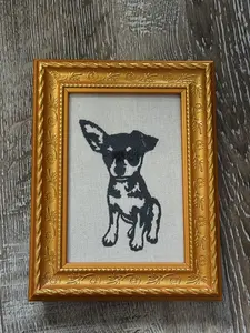 Miniature Pinscher Dobie Dog Machine Embroidered and Framed! Unique Canine Charm Tabletop Decor for Home or Office! Other Designs and Breeds Available! Desktop Decoration Signs