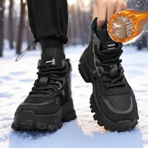 LISM Men'S Thermal Insulated Winter Riding Boots - Heavy-Duty Cold-Proof Non-Slip Shoes with Thick Rubber Sole, Fleece-Lined Interior for Extreme Cold, Lace-Up Ankle Support - Ideal for Snow, Ice, and Outdoor Work - Durable Synthetic Construction Boots f