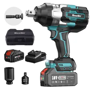SEESII 1600N.m High Torque 3/4 Impact Wrench Kit, 1180Ft-lbs Brushless Impact Wrench Kit with 5.0Ah Battery & Fast Charger, Cordless Impact Wrench for Truck & Heavy-duty Project