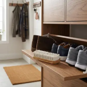 Suede Shoe Brush for Cleaning Suede Nubuck Boots Shoes Jackets and Leather Care with Soft TPR Crepe Bristles and 2-in-1 Cleaning Tool