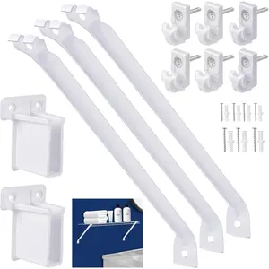 12 Inch Wire Shelf Brackets Set Includes 3 Wire Rack Brackets 6 Wire Shelf Clips and 2 End Brackets for Wardrobe and Wall Bracket Installation Epoxy Coated Cold Drawing Technology