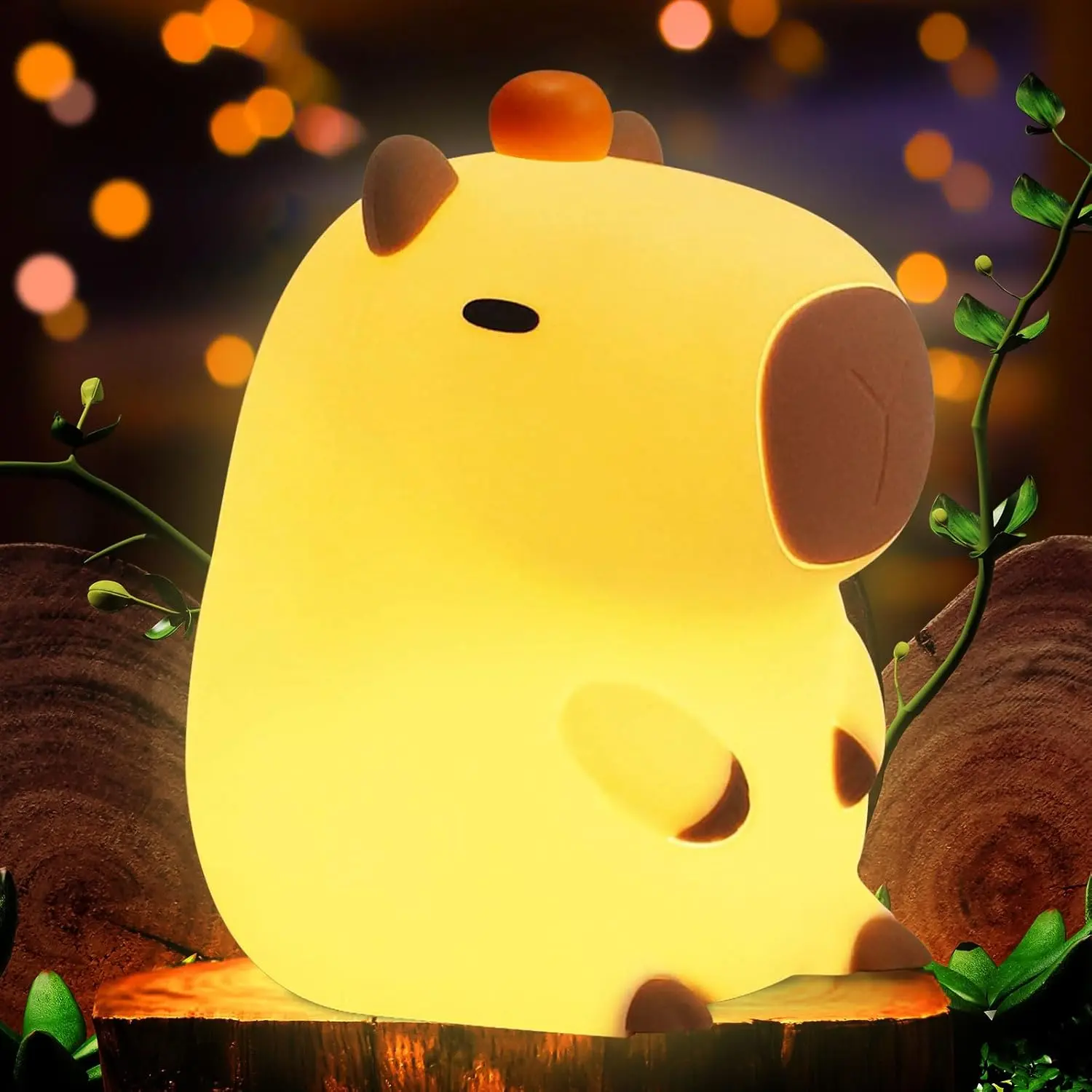 Tangerine Capybara Cute Night Light, LED Squishy Novelty  Night Lamp, 2 Levels Dimmable  Bedroom Nightlight for , Rechargeable Touch Lamp, Dorm Decor,  Boys Girls Gifts