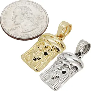 316l Stainless Steel 14k Yellow Gold Plated Jesus Piece Pendant
