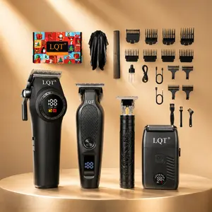 LQT 4-in-1 Professional Grooming Kit | Cordless Hair Clipper, Trimmer, T-Blade Edger & Foil Shaver - All-in-One Barber Set for Men, Rechargeable, LCD Display, Perfect for Home & Travel