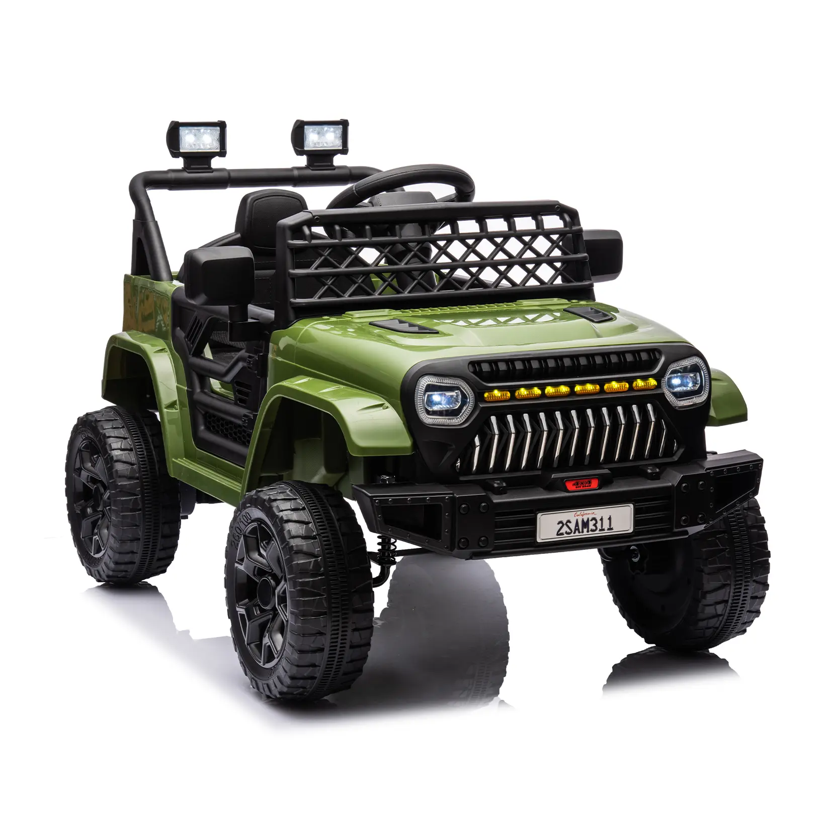【Christmas Gift】12V Electric Kids Ride On Car - Remote Control Kart with LED Lights, Music, Battery Display, 4-Wheel Design, Suspension, Adjustable Seatbelt, Green