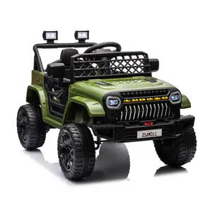【Christmas Gift】12V Electric Kids Ride On Car with Remote Control, LED Lights, Music, Battery Display, 4 Wheel Design, Suspension, and Adjustable Seatbelt, Green
