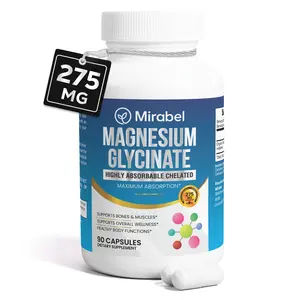 Mirabel Magnesium Glycinate 275mg Elemental Supplement - 90 Vegan Capsules for Muscle Relaxation & Stress Reduction