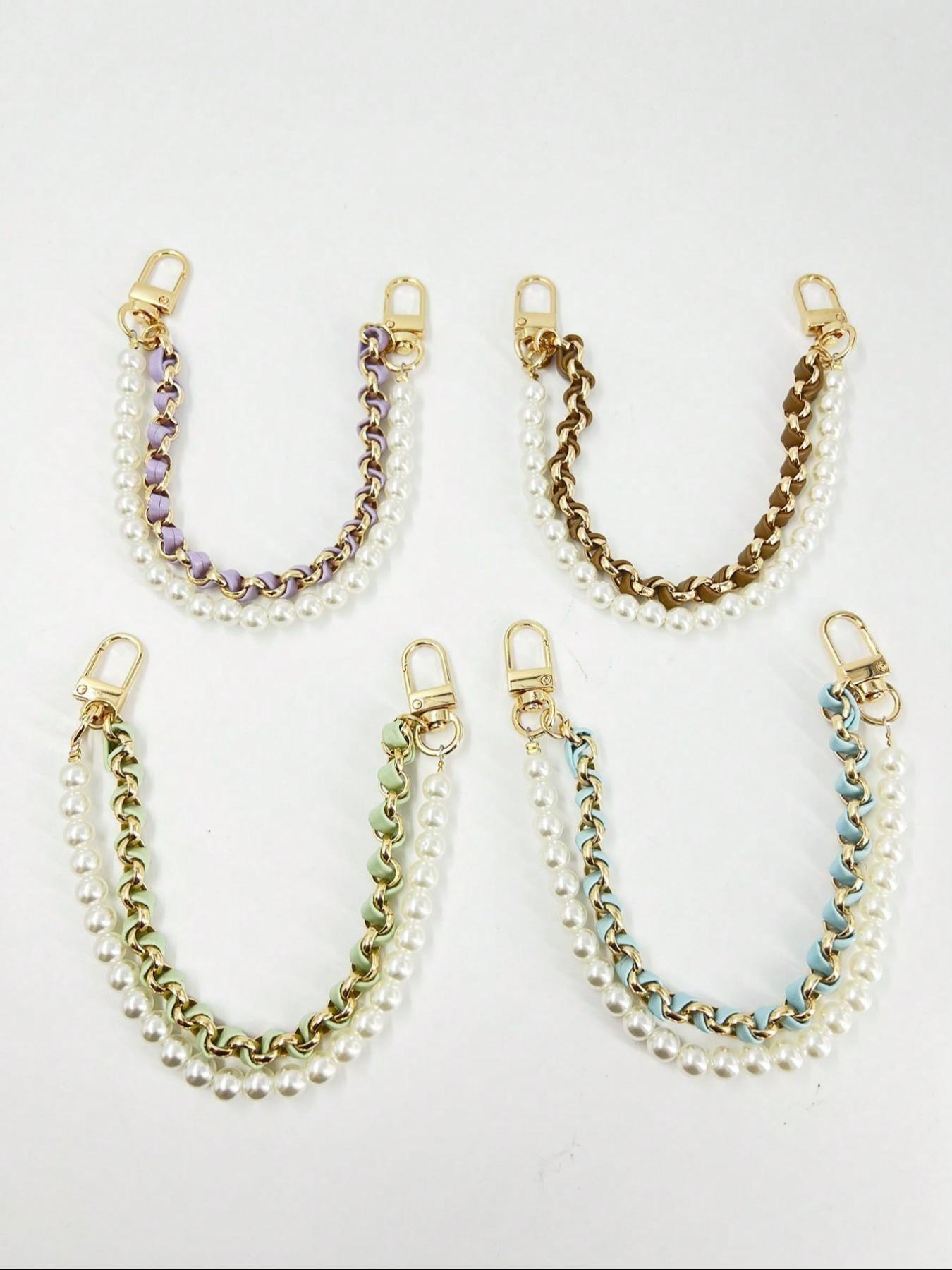 Fashionable Solid Color Pearl Extended Chain, Fashionable Chain Strap, Stylish Bag and Handbag Accessory for Everyday Use, Trendy Mobile Chain, Phone Lanyard