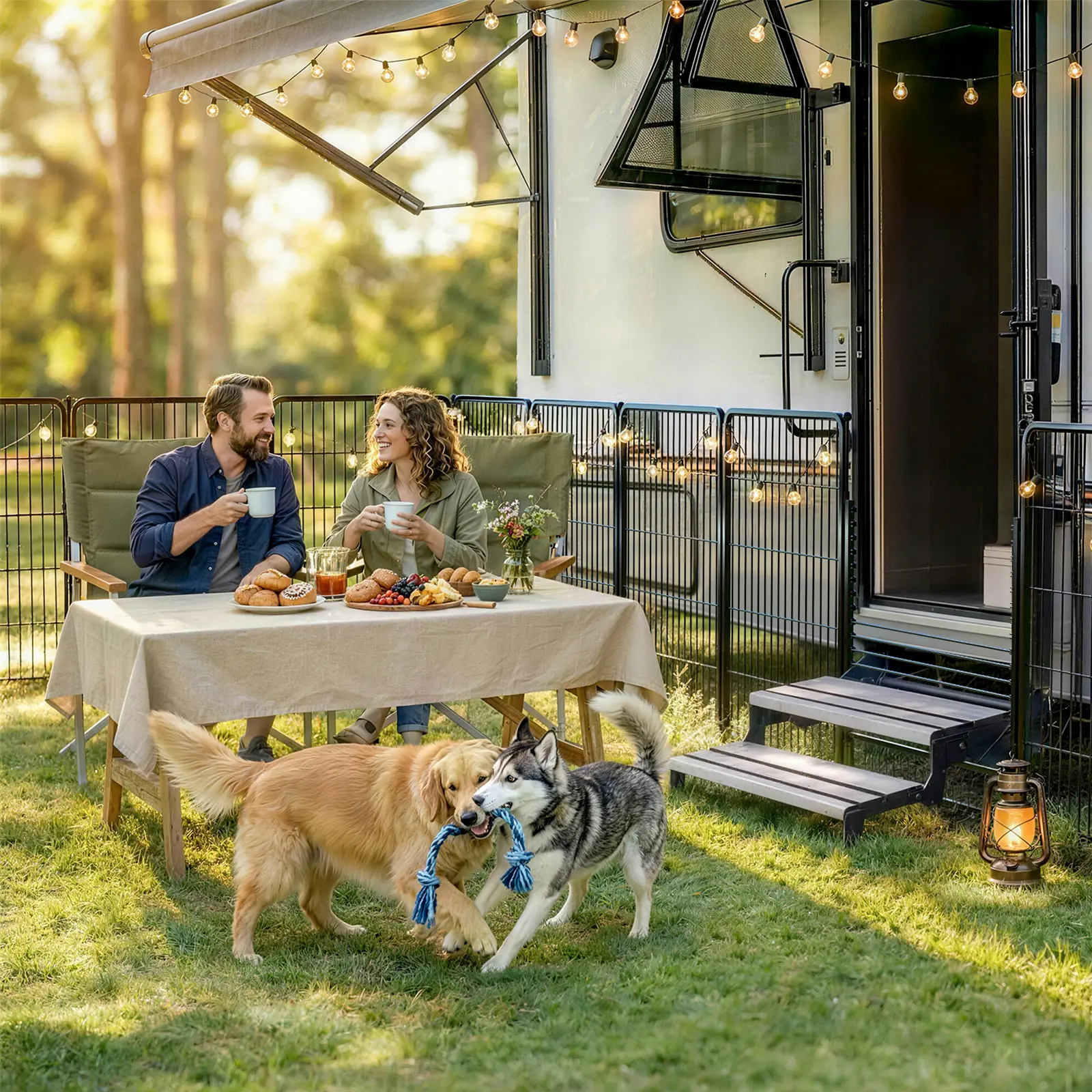 FXW Instant Dog Playpen with RV Step Grid, Portable Pet Fence for Outdoor, RV Trips, and Camping │Patented
