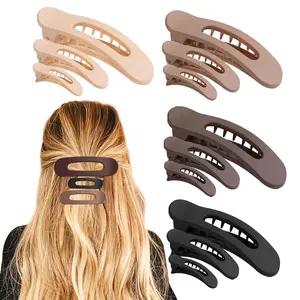 12 count Flat Hair Clips, Flat Claw Clips for Thin Hair, Matte Lay Down Claw Clips for Women, 3 Sizes  Hair Clips, Hair Accessories, Brown