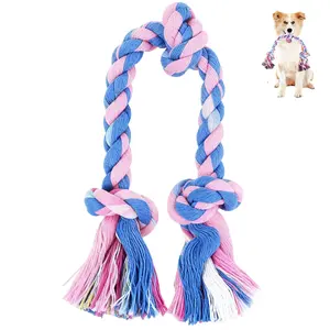 Dog Rope Toy for Small & Medium Dogs 12" 3-Knot Natural Cotton Chew Rope for Tug Play & Teeth Care Safe Sturdy Pet-Friendly