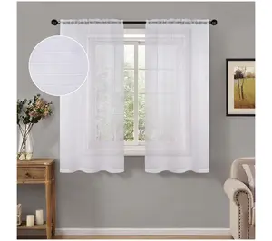 Superior Striped Sheer Window Curtain Panels, Set of 2, 26X84