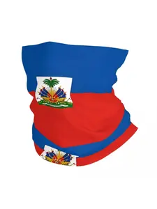 Men's Haiti Flag Patriotic Neck Gaiter, Haitian National Pride Face Scarf, Caribbean Bandana Mask