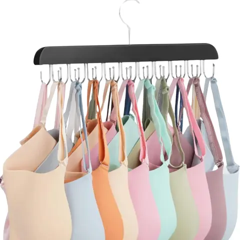 Bra Hanger for Closet, Tank Top Hanger 20 Hooks Capacity, Wood Space Saving Hanger Closet Organizers and Storage (Pack 1)   Hanging Wooden