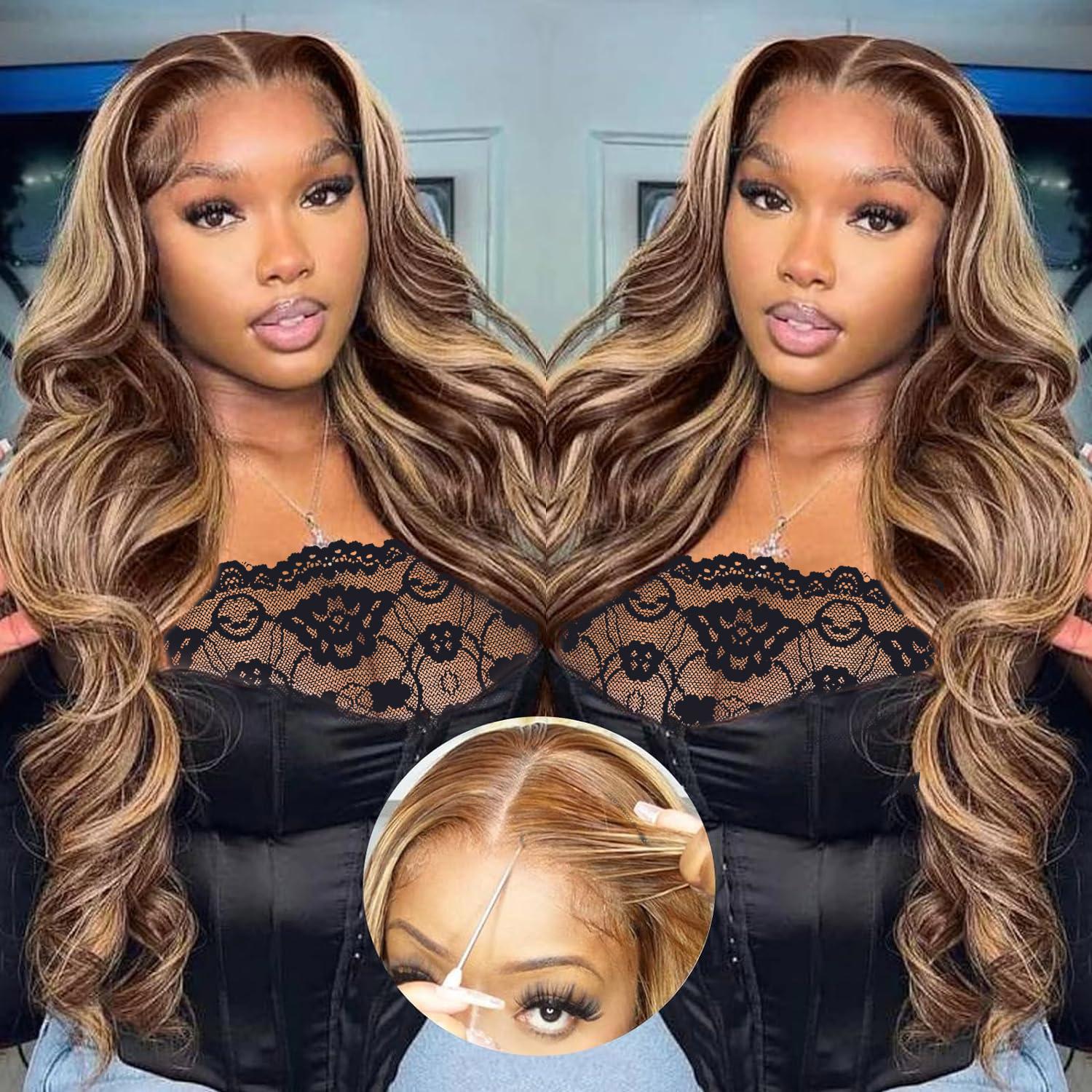 Alipearl Hair P4/27 Highlight Colored Wig Human Hair Glueless Wig 5x7 Lace Front Body Wave Highlight Pre Cut Lace Wig FallFreshness