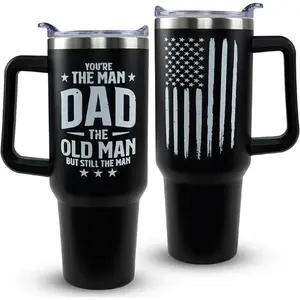 [Tumbler] 40oz Dad Tumbler with Handle Dad Gifts Funny Birthday Gifts for Dad From Daughter & Son, Dad Gifts for Christmas Dad Father''s Day Dad 50th 60th 70th 80th Birthday Gift