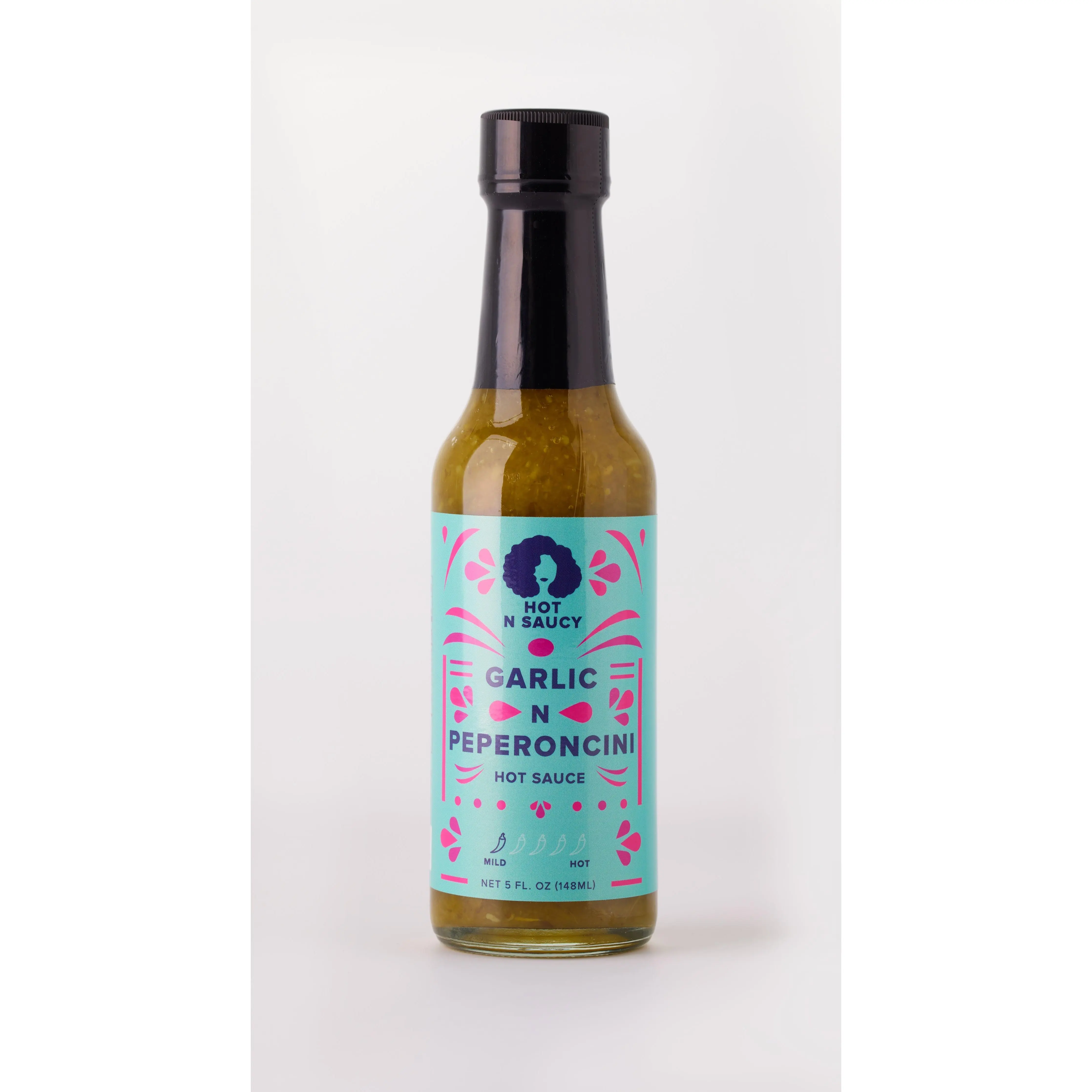 Hot N Saucy Garlic N Peperoncini Hot Sauce, 5 oz- Ideal for Cooking and Flavoring