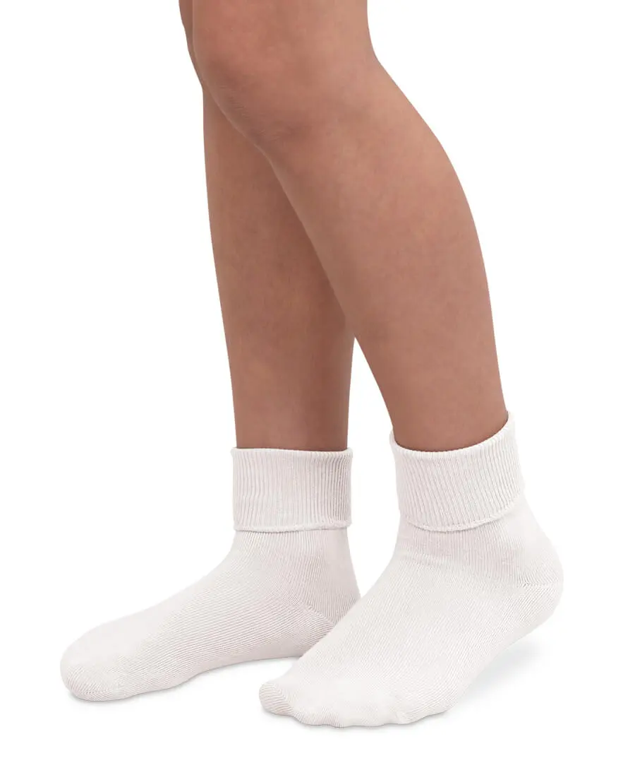 Jefferies Socks 3 Pair Seamless Sensory Cotton Turn Cuff White School Uniform Girls Boy Fashion