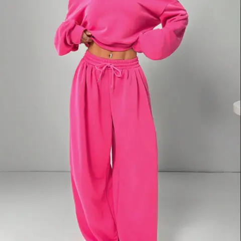 Women's Casual Colorblock Sweatshirt Set, One-Shoulder Design, Loose-Fitting Knit Short Top Long Sleeve for Daily Wear