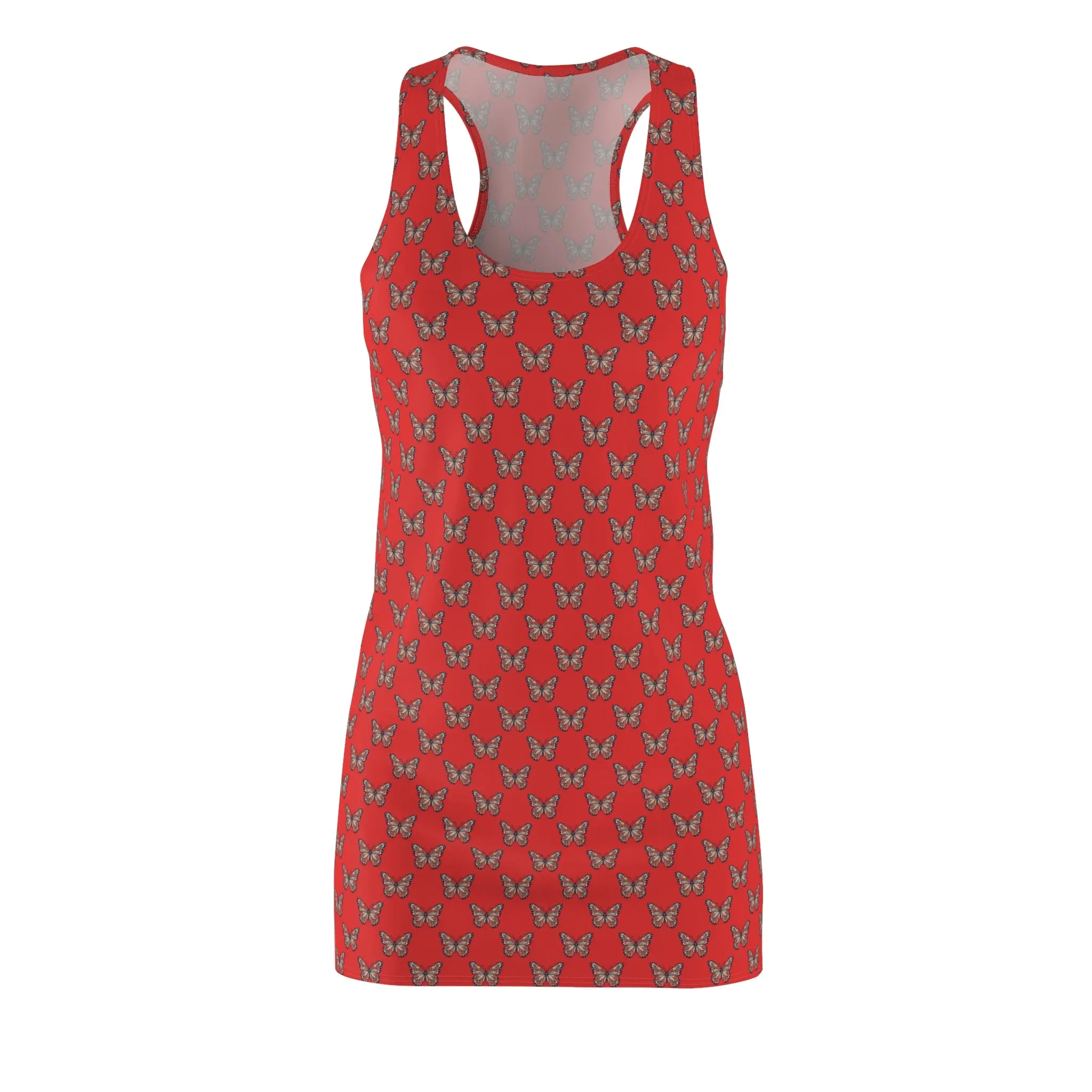 Red Butterfly Pattern Racerback Dress